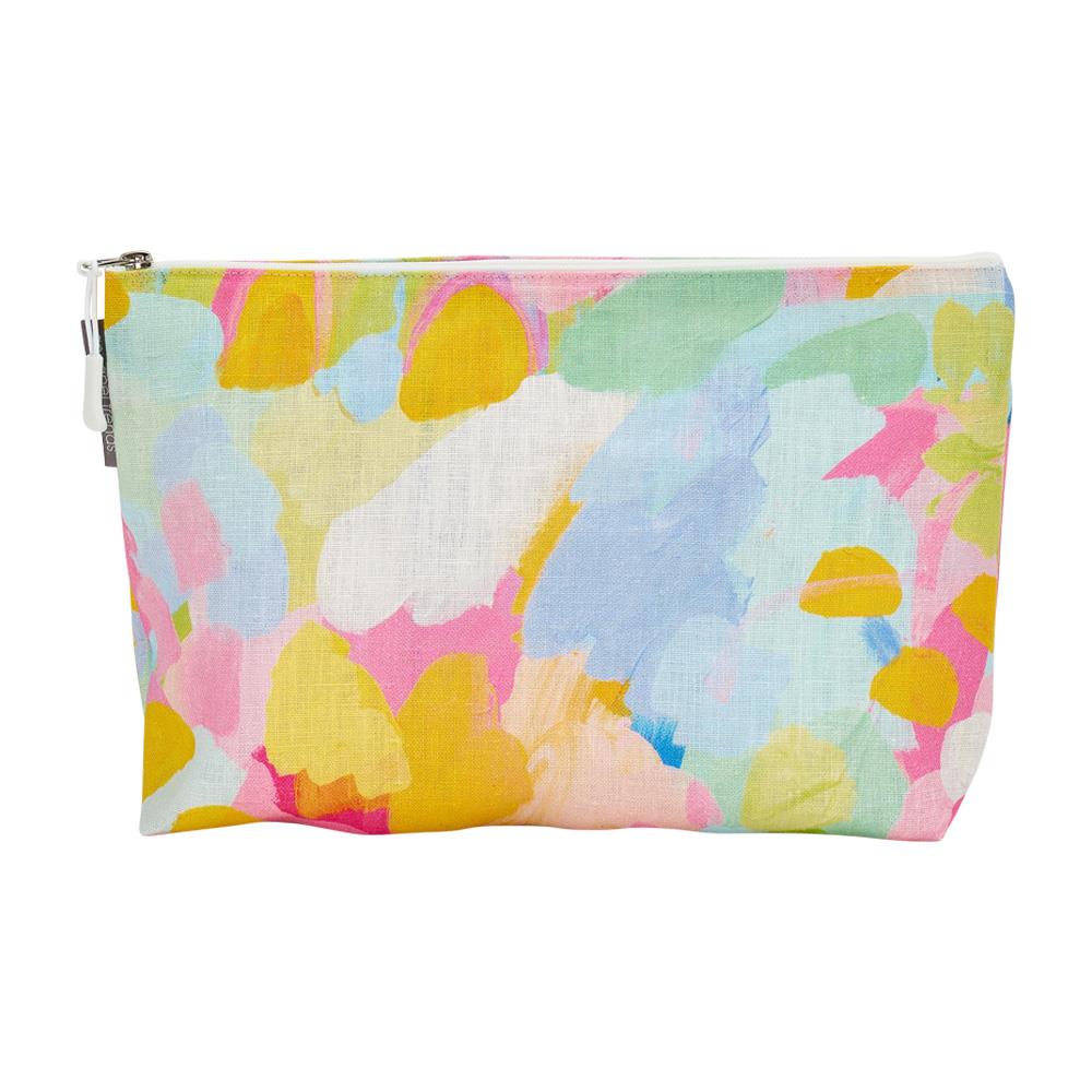 Annabel Trends Linen Cosmetic Bag Large - Good Vibes